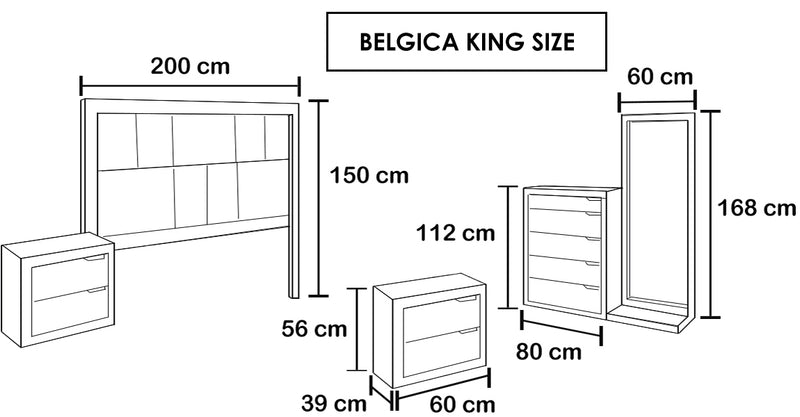 Recamara Belgica King Size 5 Piezas - Gris