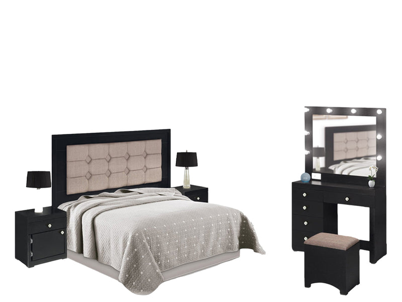 Recamara King Size Jennifer 5 Piezas - Negro