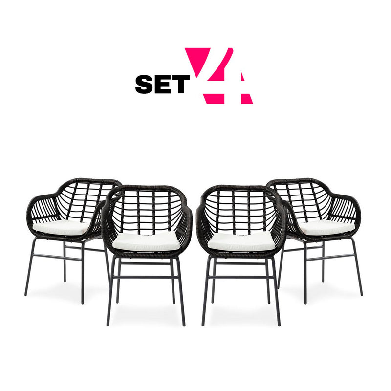 Set de 4 Sillas para Exterior Karelia - Negro