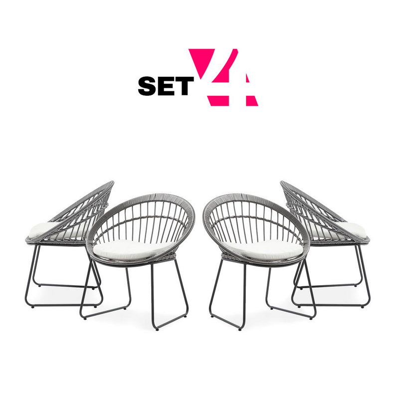 Set de 4 Sillas para Exterior Jaspis - Gris