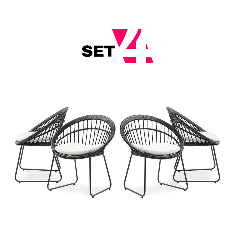 Set de 4 Sillas para Exterior Jaspis - Negro