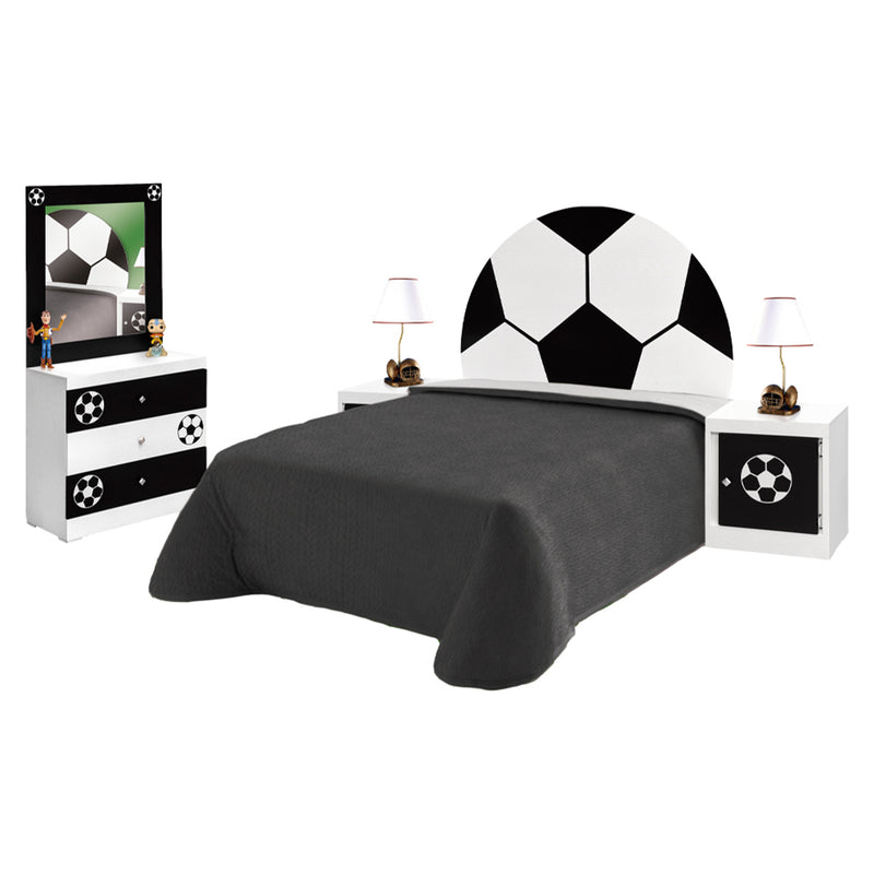 Recamara Matrimonial Soccer 5 Piezas - Blanco