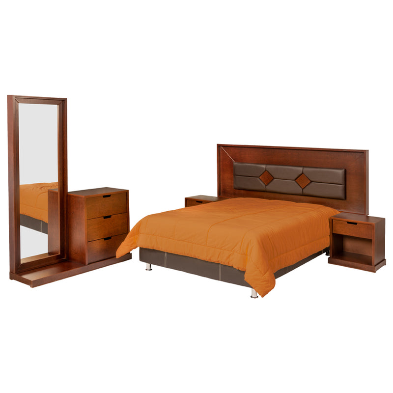 Recamara King Size Francia 5 Piezas - Nogal