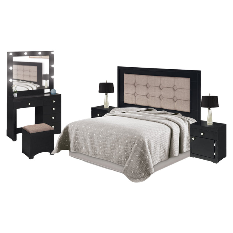 Recamara Matrimonial Jennifer 5 Piezas - Negro