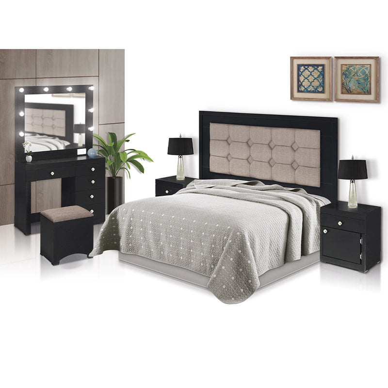 Recamara King Size Jennifer 5 Piezas - Negro