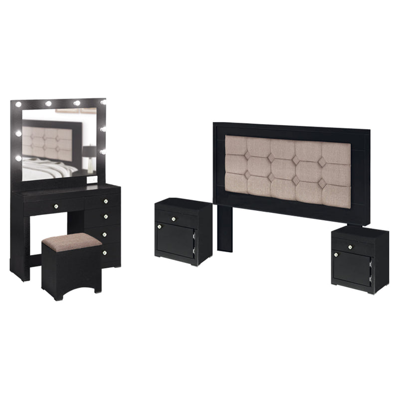 Recamara King Size Jennifer 5 Piezas - Negro