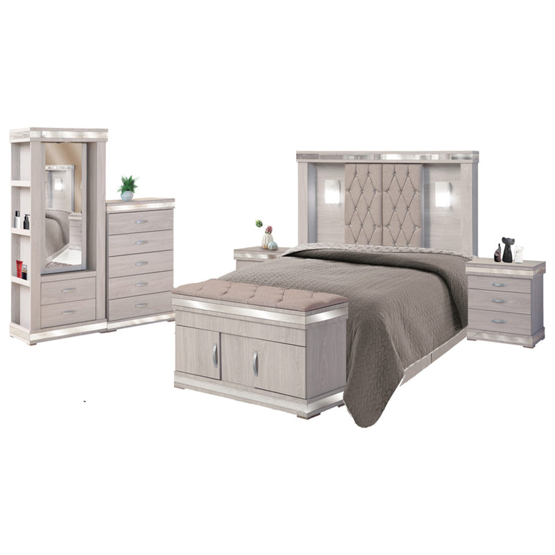 Recamara King Size Coral 6 Piezas - Gris