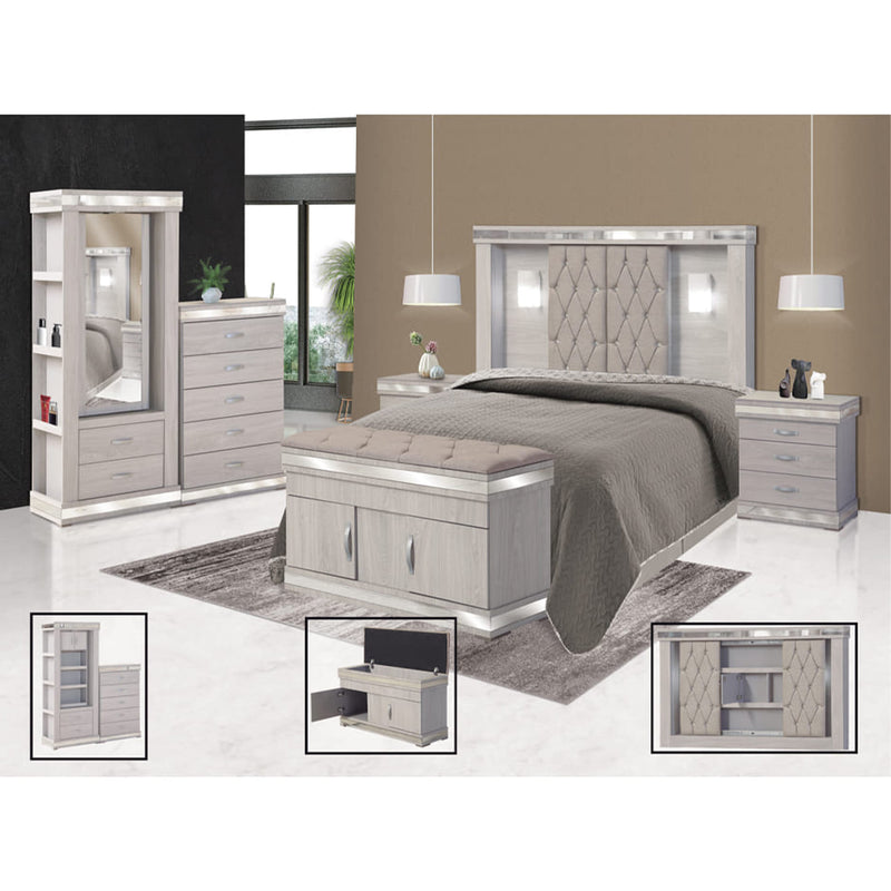 Recamara King Size Coral 6 Piezas - Gris