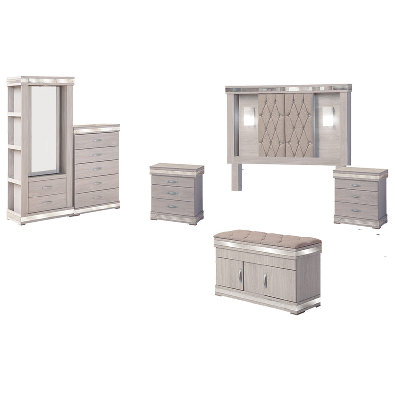 Recamara King Size Coral 6 Piezas - Gris