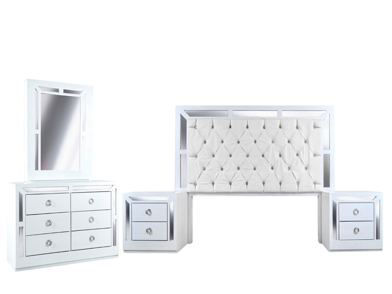 Recamara KS 4 Piezas Emilia - Blanco y Plata
