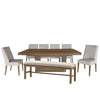 Antecomedor Alaska 6 Sillas y 1 Banca - Roble