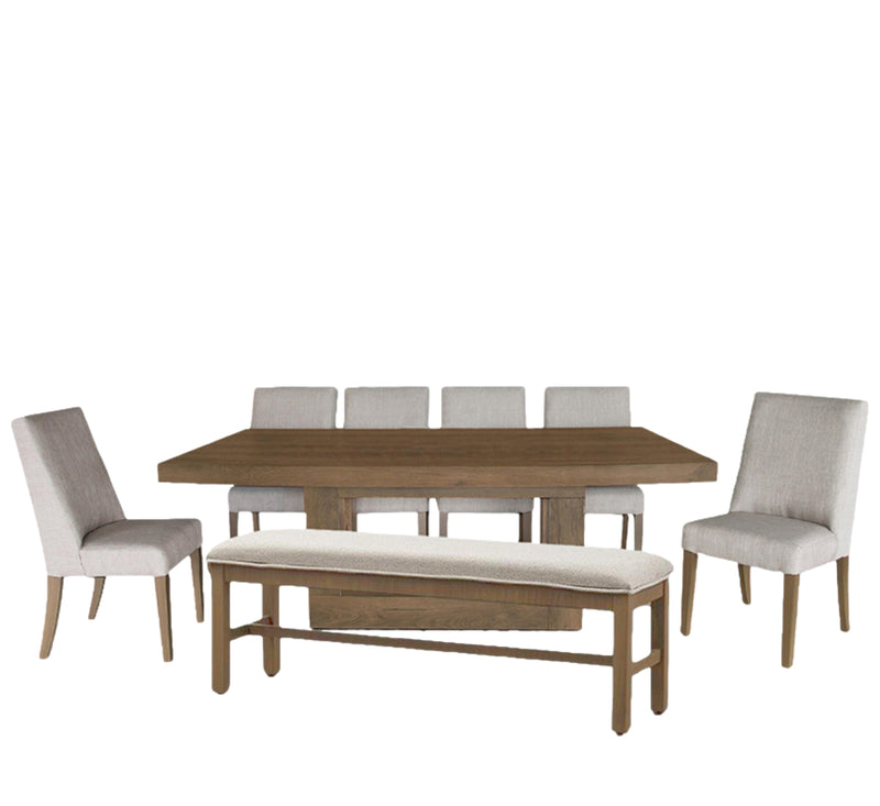Antecomedor Alaska 6 Sillas y 1 Banca - Roble