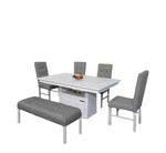 Antecomedor Belgica 4 Sillas 1 Banca - Gris