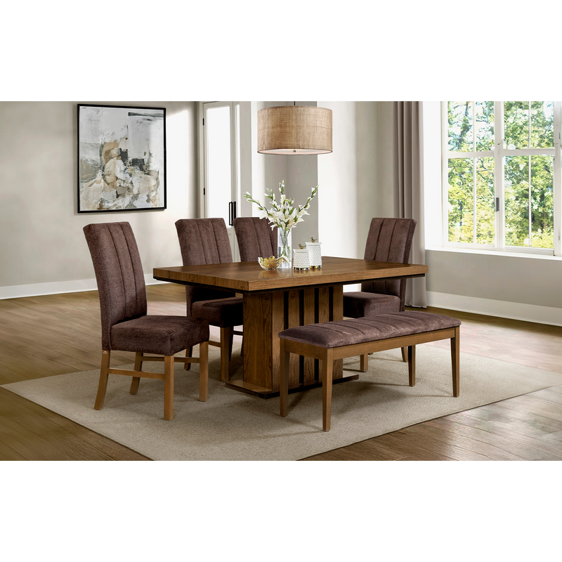 Comedor 4 Sillas 1 Banca Logan - Nogal