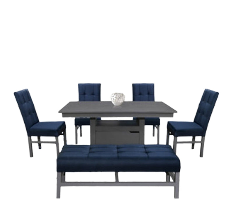 Antecomedor Orne 4 Sillas 1 Banca - Gris