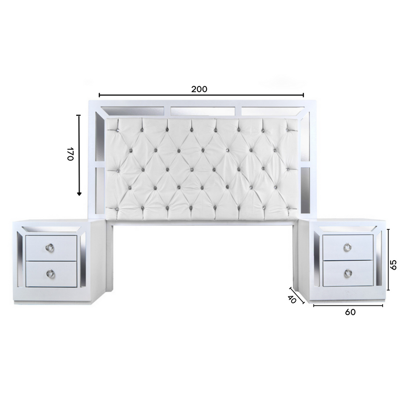 Recamara KS 3 Piezas Emilia - Blanco y Plata