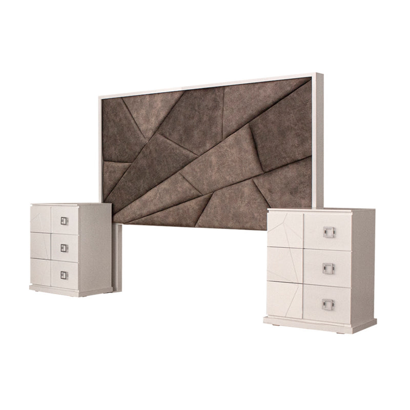 Recamara KS 3 Piezas Eloria - Gris y Blanco
