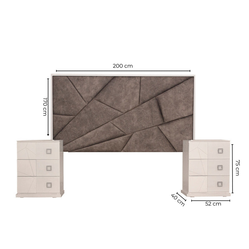 Recamara KS 3 Piezas Eloria - Gris y Blanco