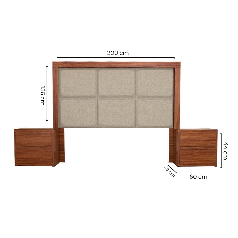 Recamara KS 3 Piezas Gizella - Nogal y Beige