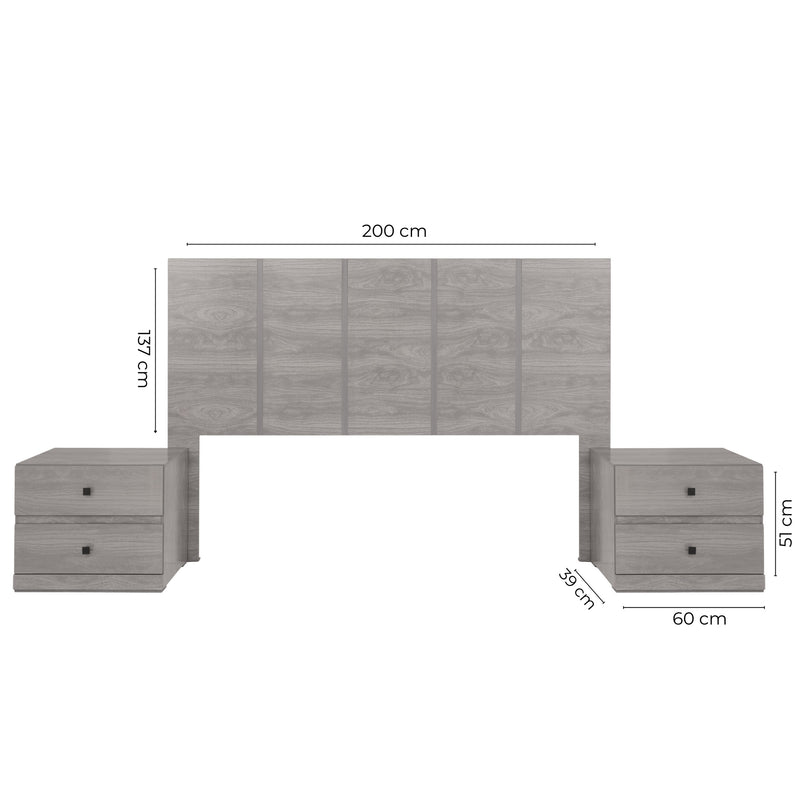 Recamara KS 3 Piezas Louis - Gris