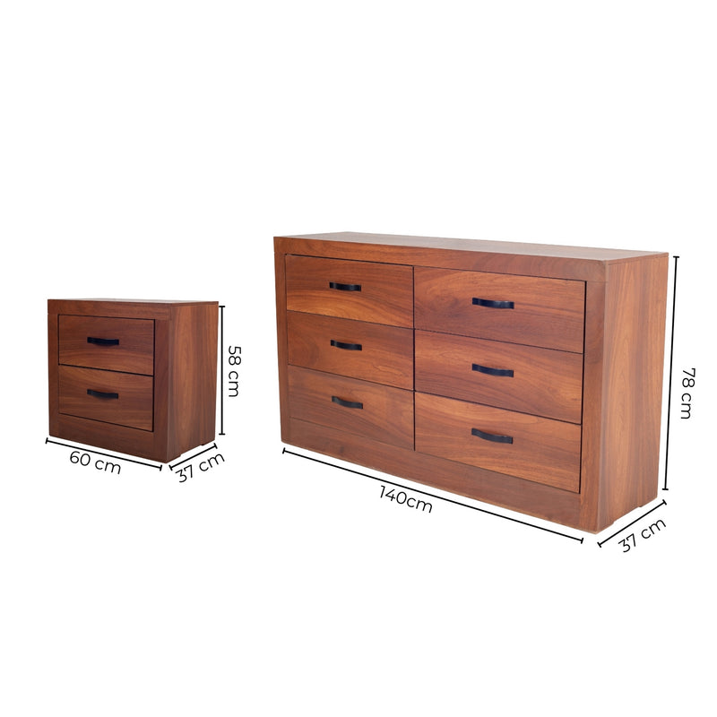 Set de Cajonera y 2 Buros Arlette - Parota