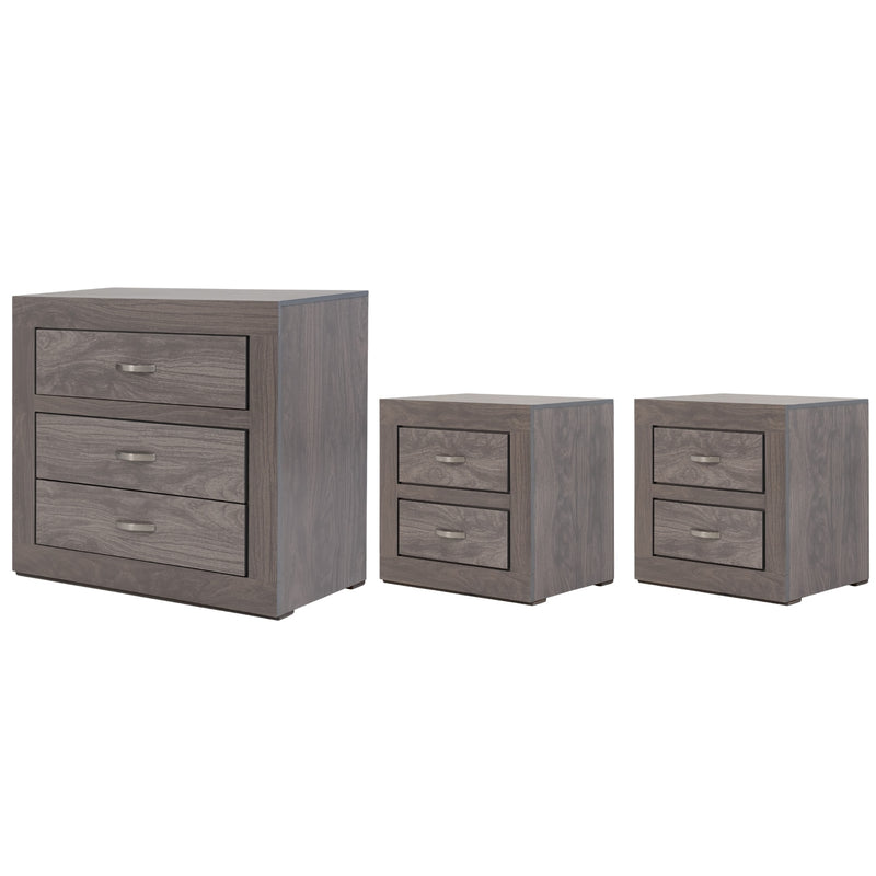 Set de Cajonera y 2 Buros Aurora - Gris