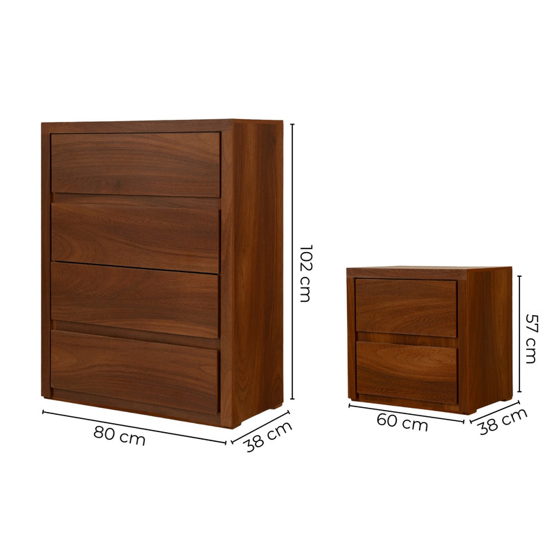 Set de Cajonera y 2 Buros Burella - Nogal