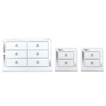 Set de Cajonera y 2 Buros Emilia - Blanco y Plata