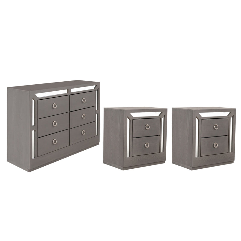 Set de Cajonera y 2 Buros Emilia - Gris