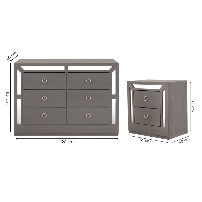 Set de Cajonera y 2 Buros Emilia - Gris