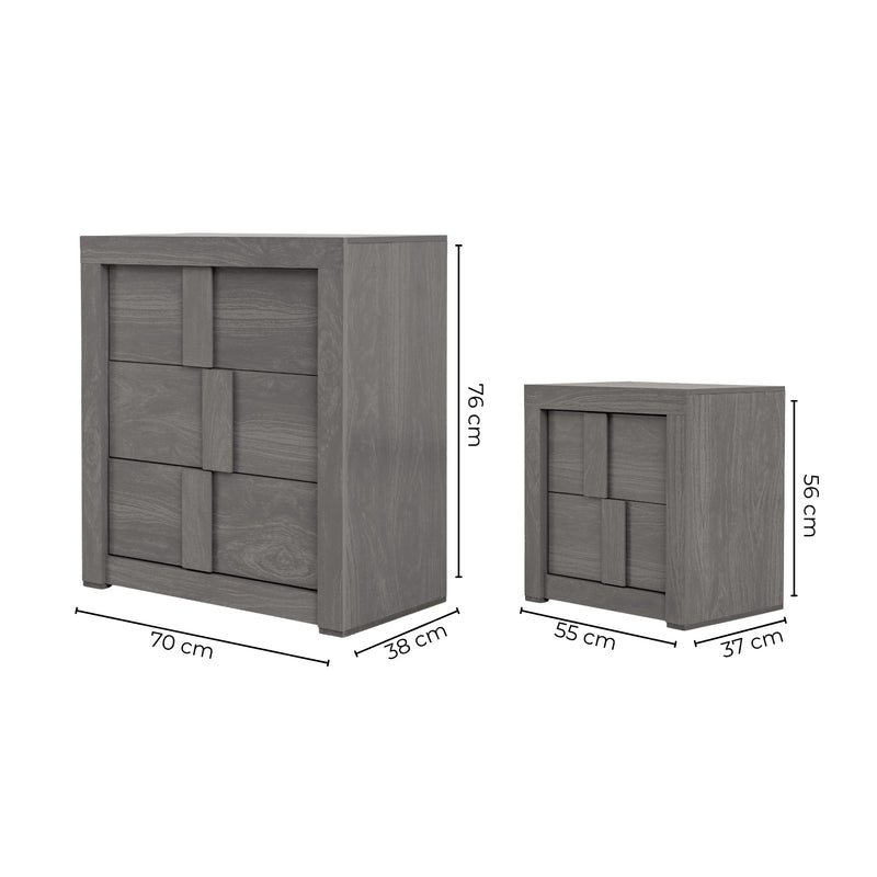 Set de Cajonera y 2 Buros Jazz - Gris
