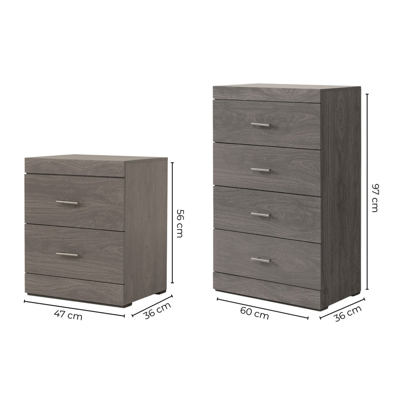 Set de Cajonera y 2 Buros Kirena - Gris