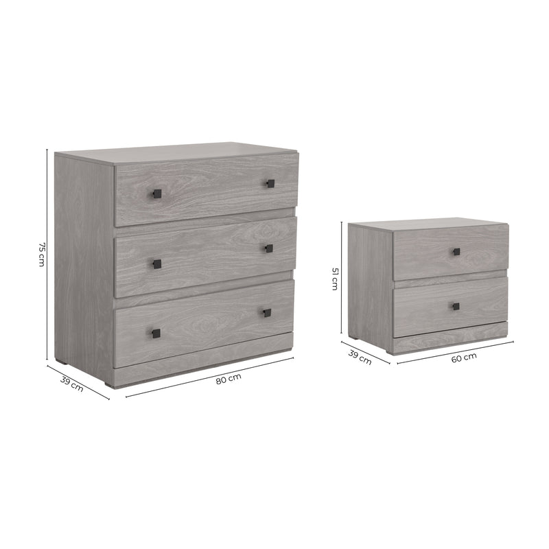 Set de Cajonera y 2 Buros Louis - Gris