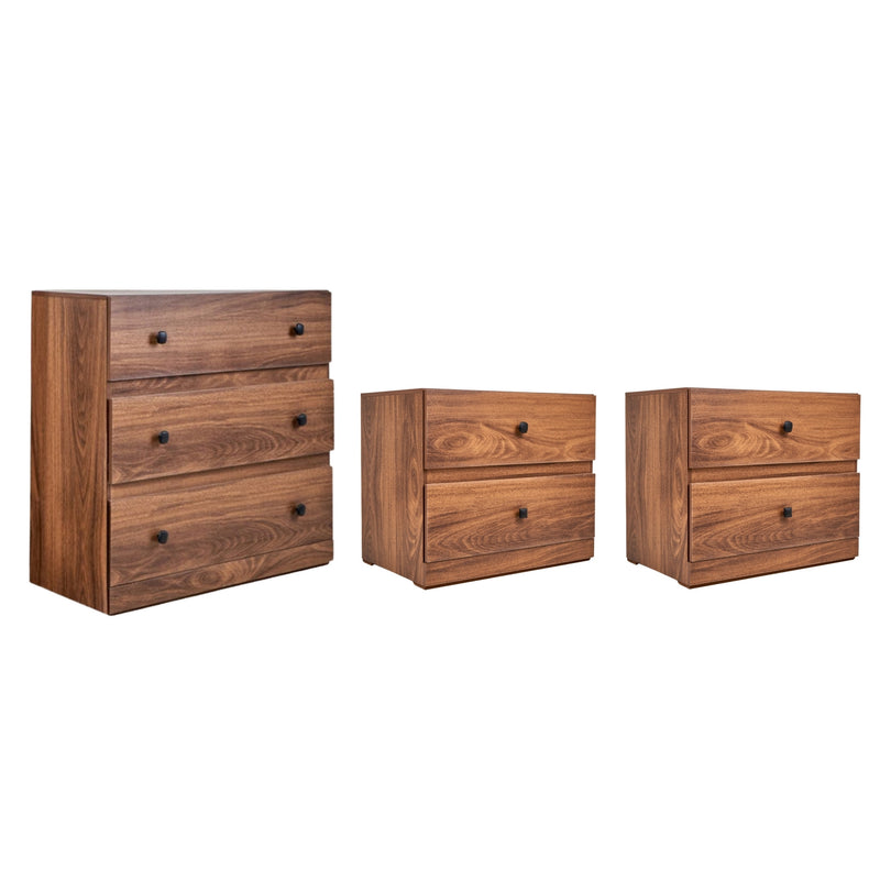 Set de Cajonera y 2 Buros Louis - Nogal