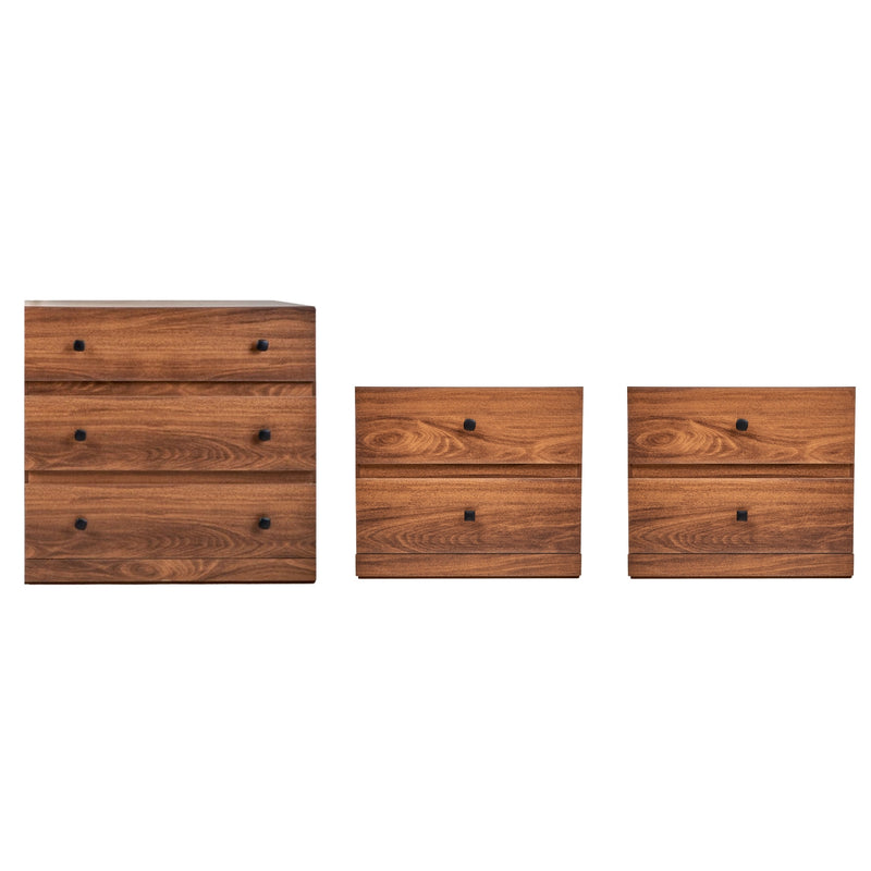 Set de Cajonera y 2 Buros Louis - Nogal