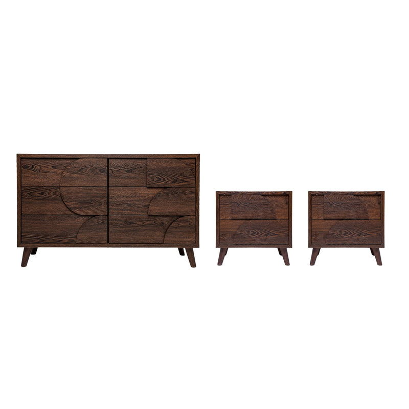 Set de Cajonera y 2 Buros Luxury - Nogal Oscuro