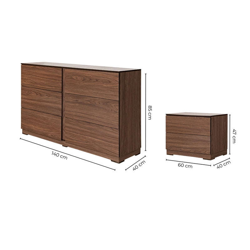 Set de Cajonera y 2 Buros Noe - Nogal