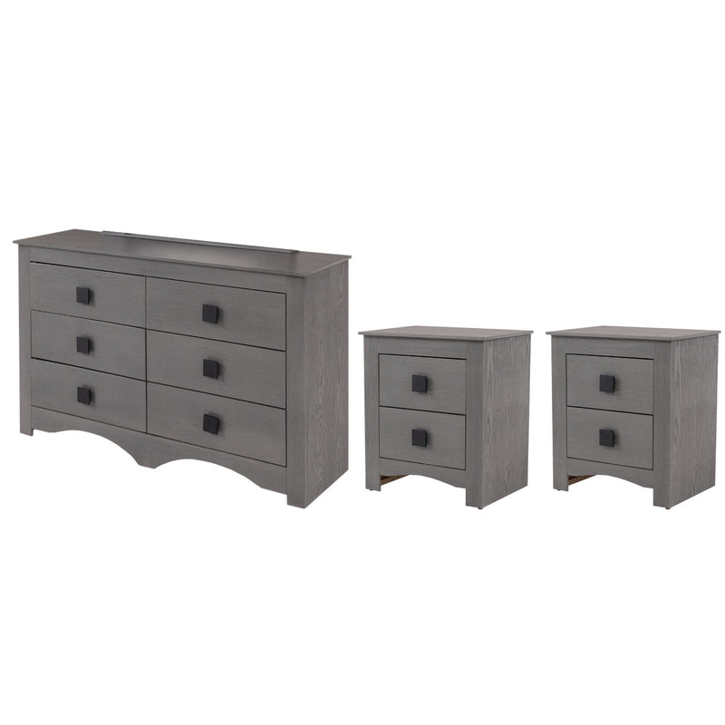 Set de Cajonera y 2 Buros Francia - Gris