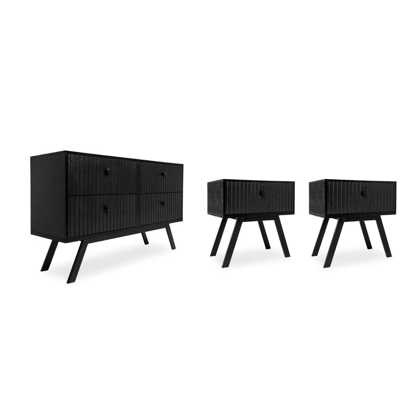 Set de Cajonera y 2 Buros Zenori - Negro