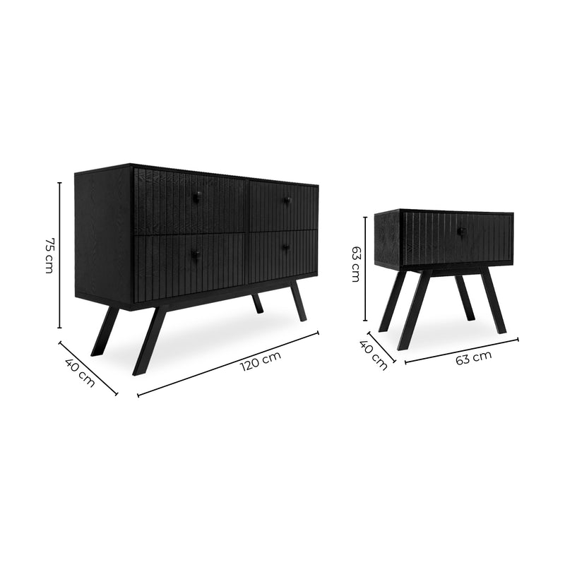 Set de Cajonera y 2 Buros Zenori - Negro