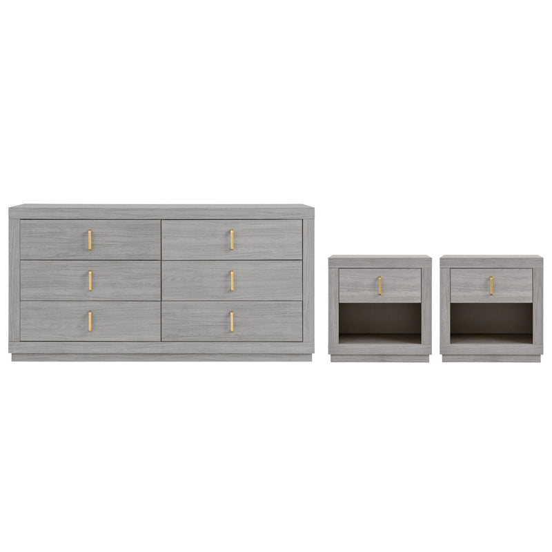 Set de Cajonera y 2 Buros Auma - Gris