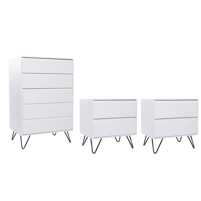 Set de Cajonera y 2 Buros Nixy - Blanco y Negro
