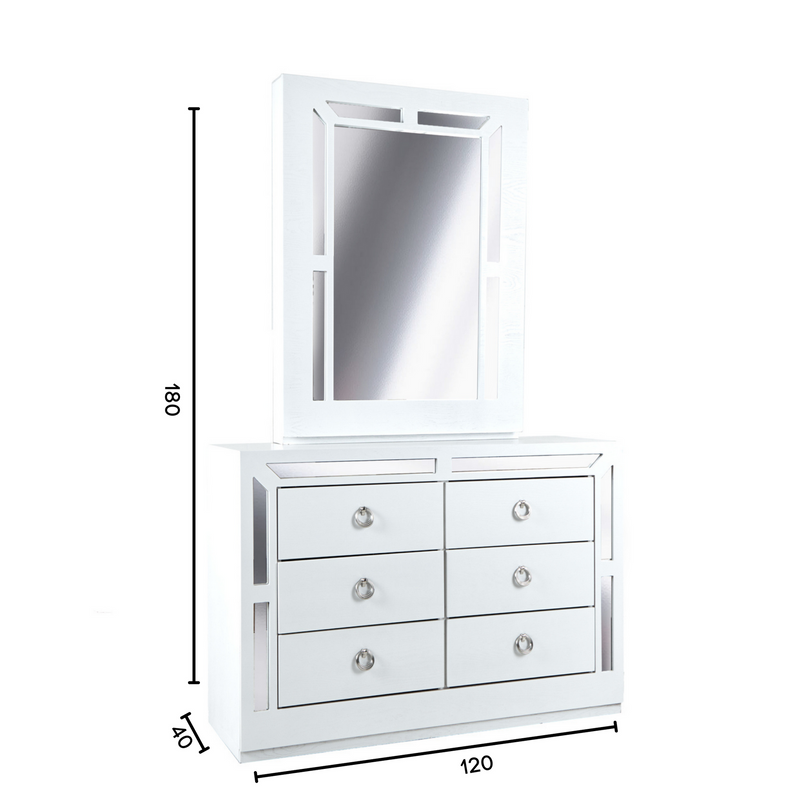 Tocador Emilia - Blanco y Plata