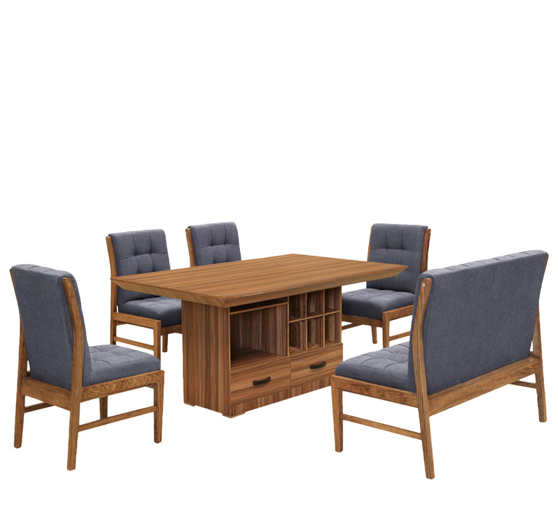 Comedor 4 Sillas 1 Banca Ambar - Nogal
