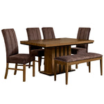 Comedor 4 Sillas 1 Banca Logan - Nogal