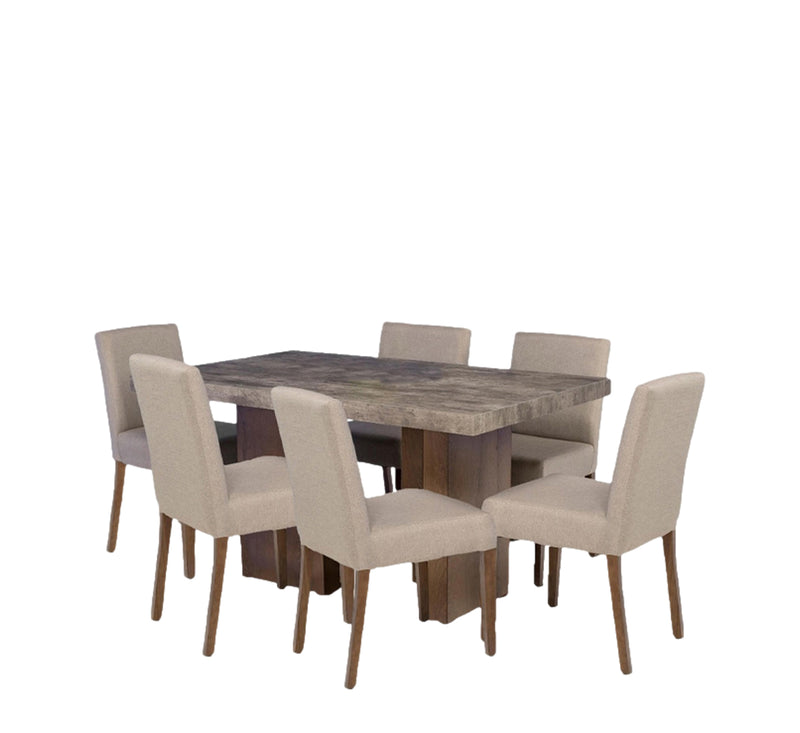 Comedor 6 Sillas Nostan - Roble/Concreto