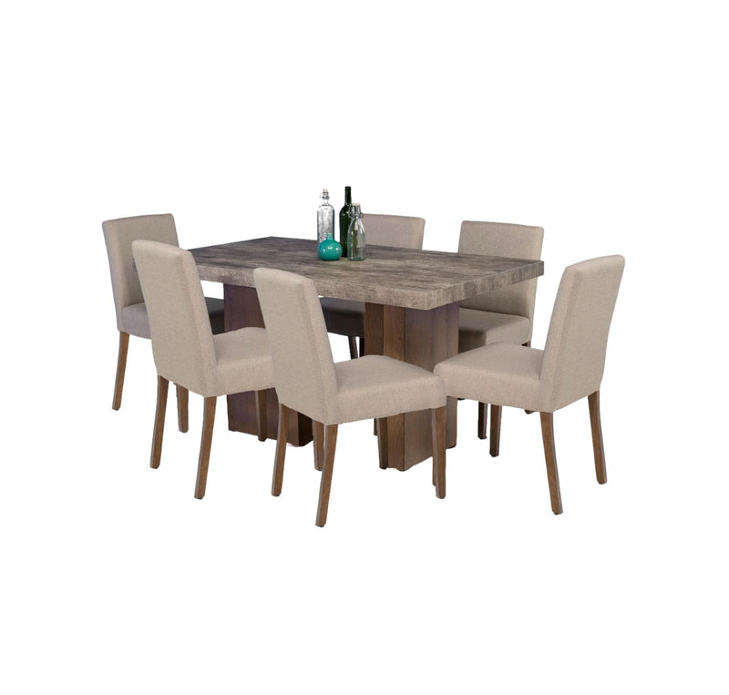 Comedor 6 Sillas Nostan - Roble/Concreto