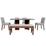 Comedor 4 Sillas 1 Banca Nostan - Roble/Concreto