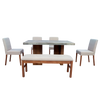 Comedor 4 Sillas 1 Banca Nostan - Roble/Concreto
