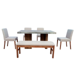 Comedor 4 Sillas 1 Banca Nostan - Roble/Concreto